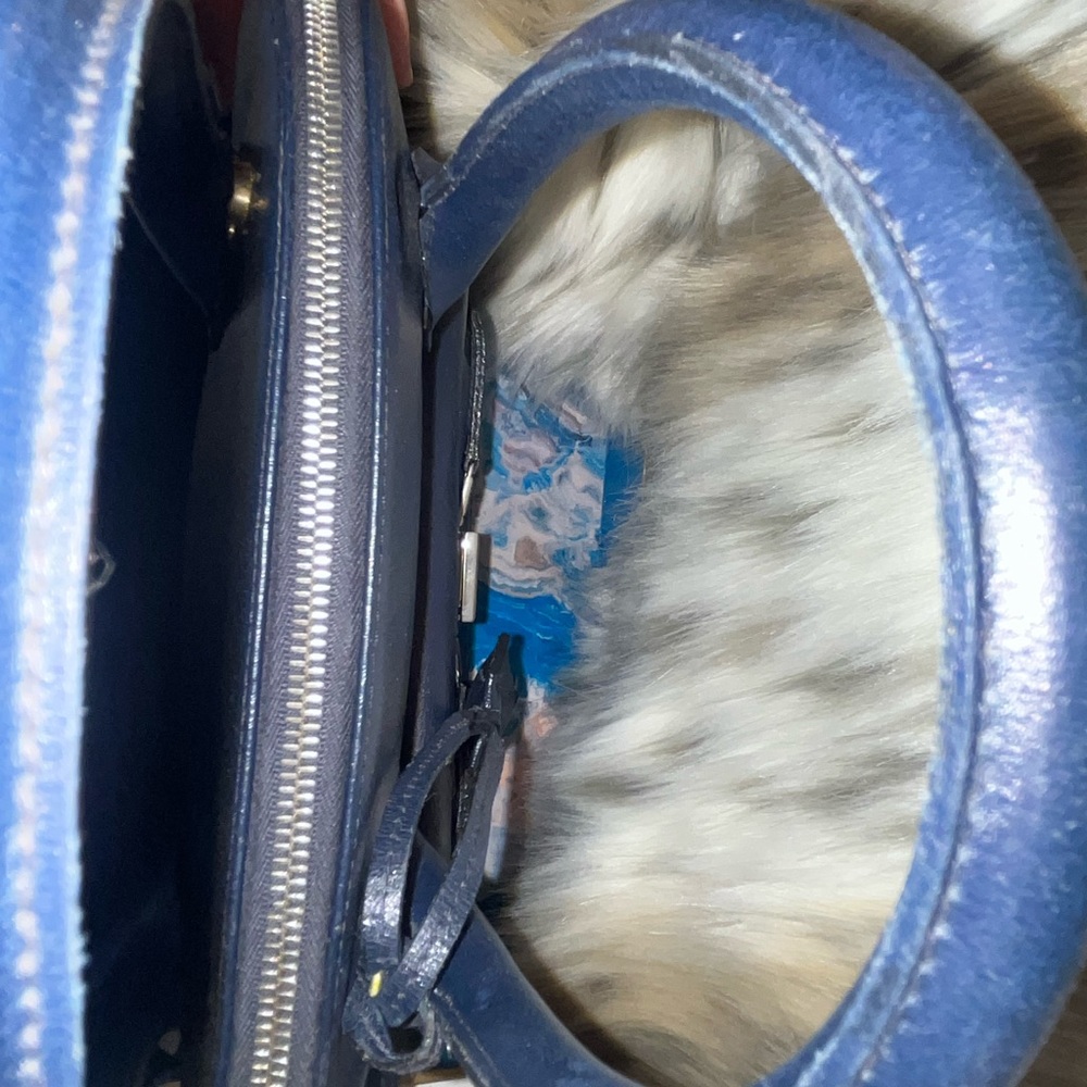 💎 Rare Fendi Navy Blue & Silver Alma bag w/ working silver lock & key - Picture 10 of 16